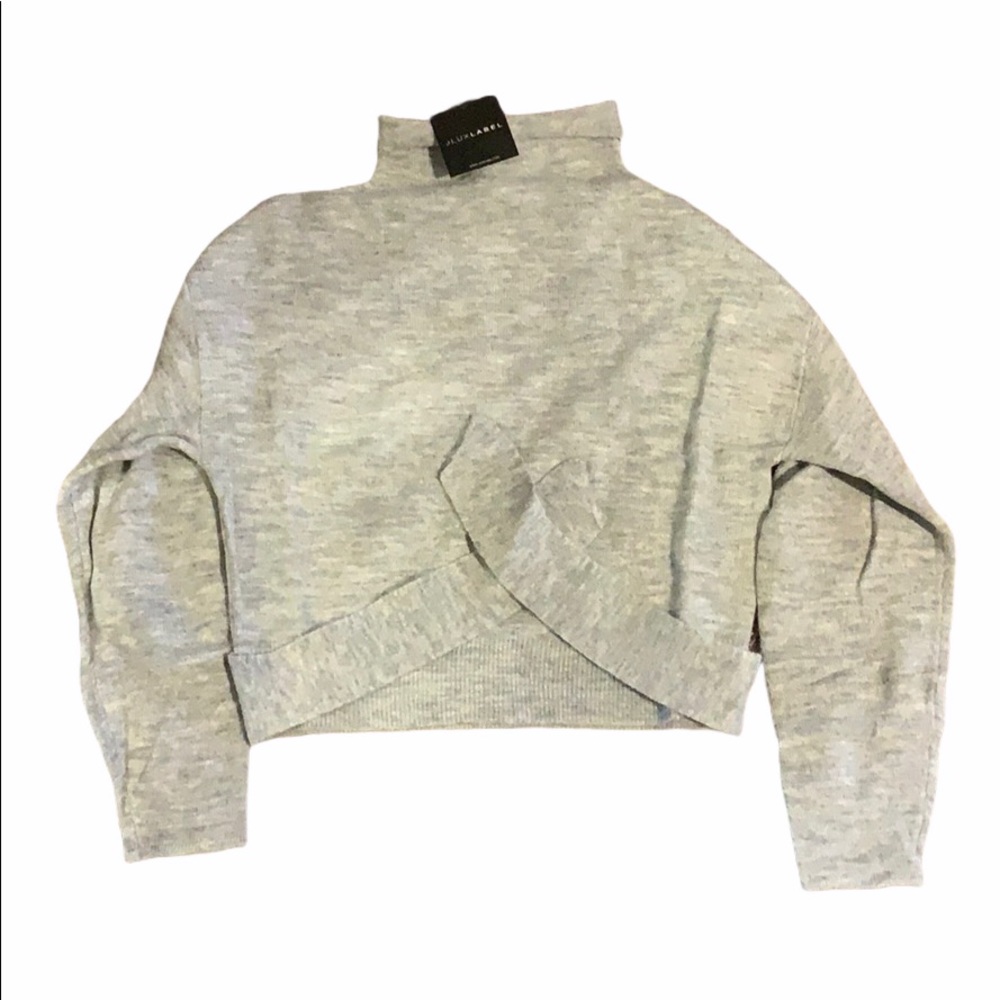 NWT JLUXLABEL Grey Gillian Mock Neck Sweater Top